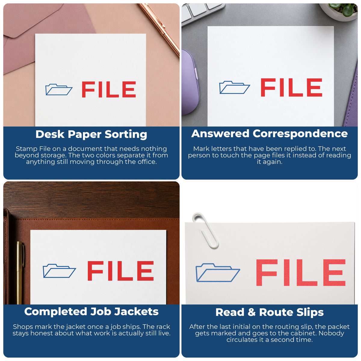 "File" stamp shown in use on office documents, File Stamp overview