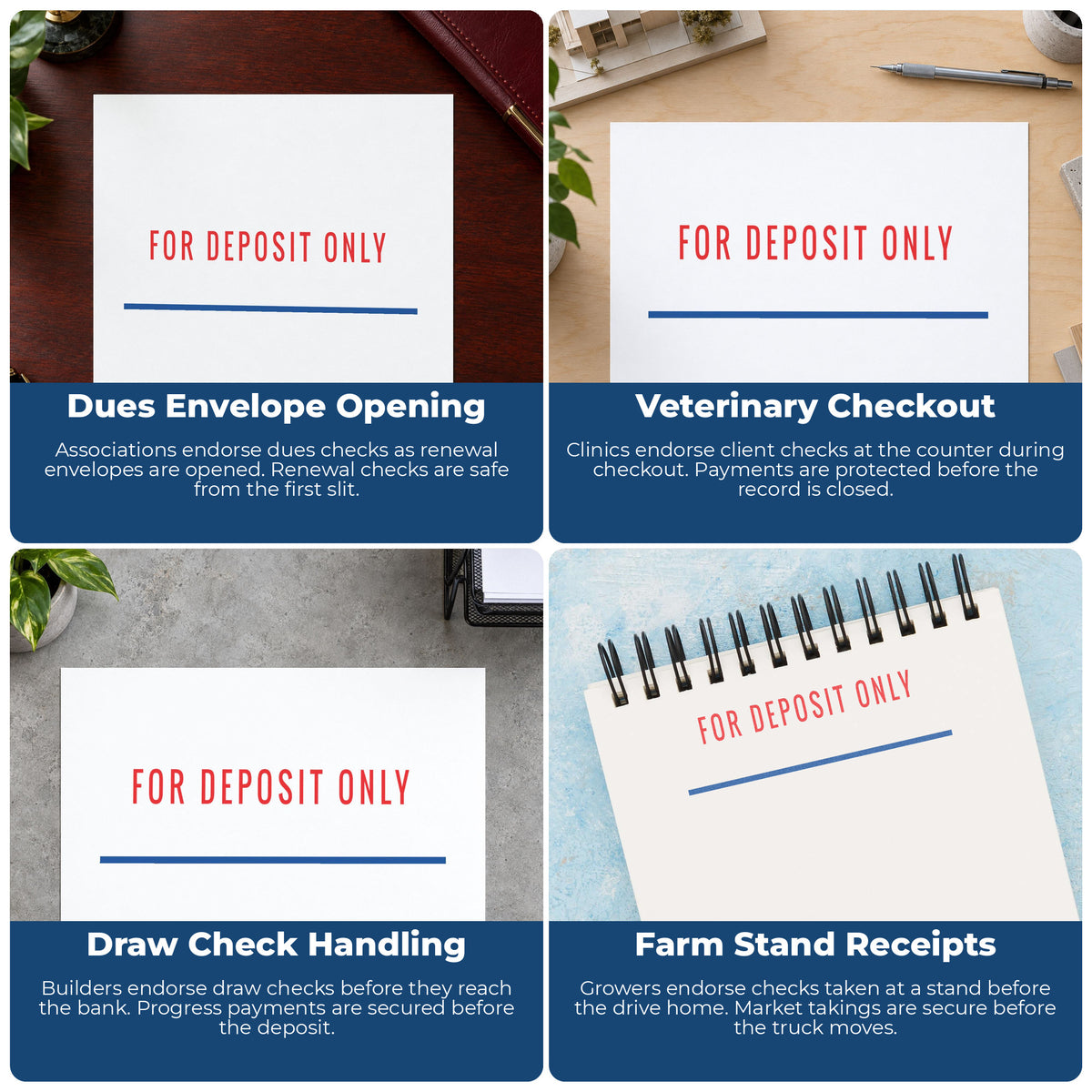 More ways to use the "For deposit only" imprint from the For Deposit Only Stamp For Bank Deposits
