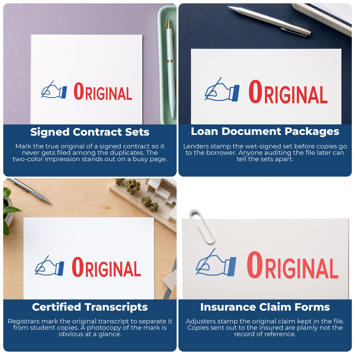 "Original" stamp shown in use on office documents, Original Stamp overview