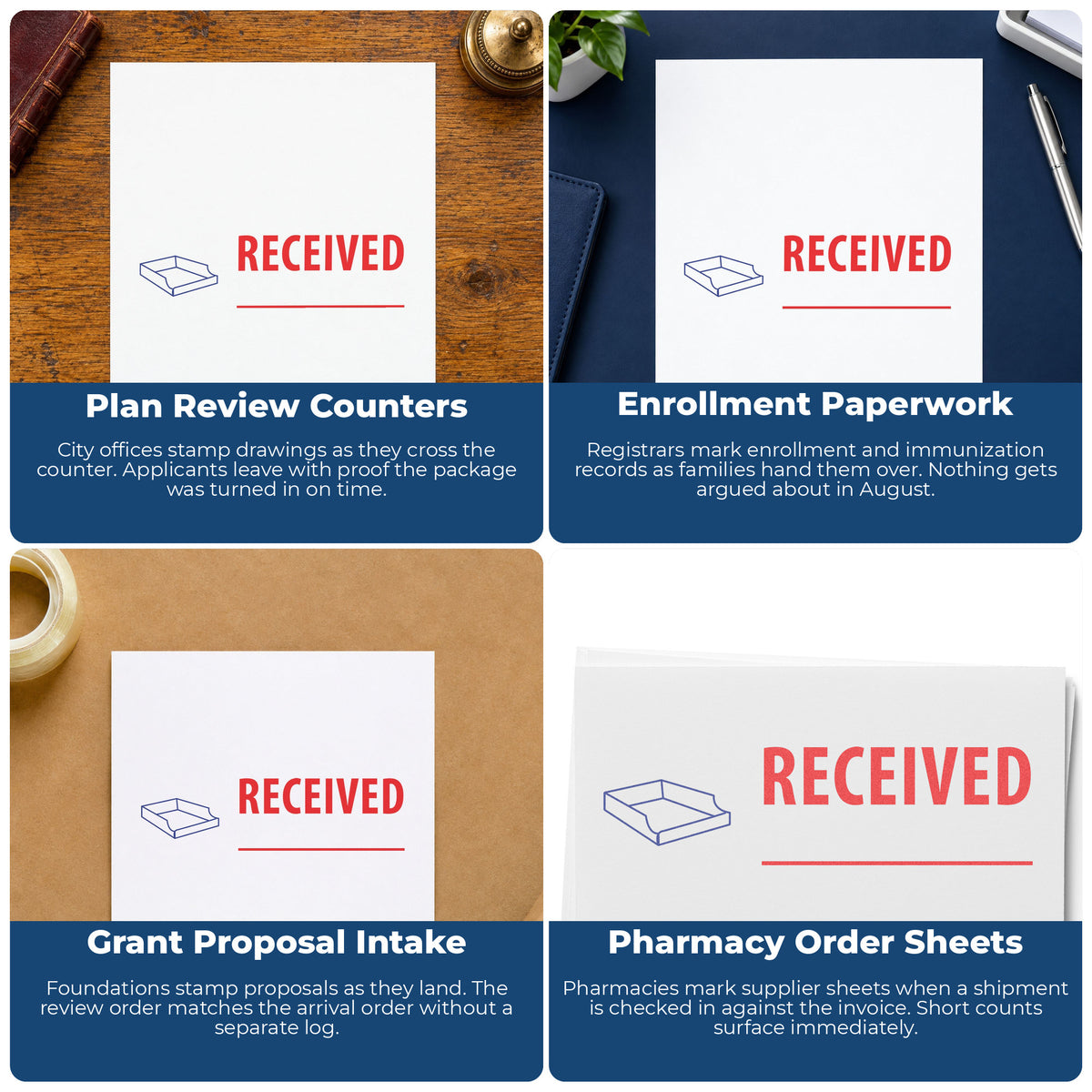 More ways to use the "Received" imprint from the Two-Color Received Stamp