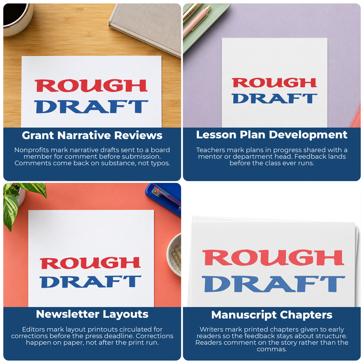 More ways to use the "Rough draft" imprint from the Two-Color Rough Draft Document Stamp