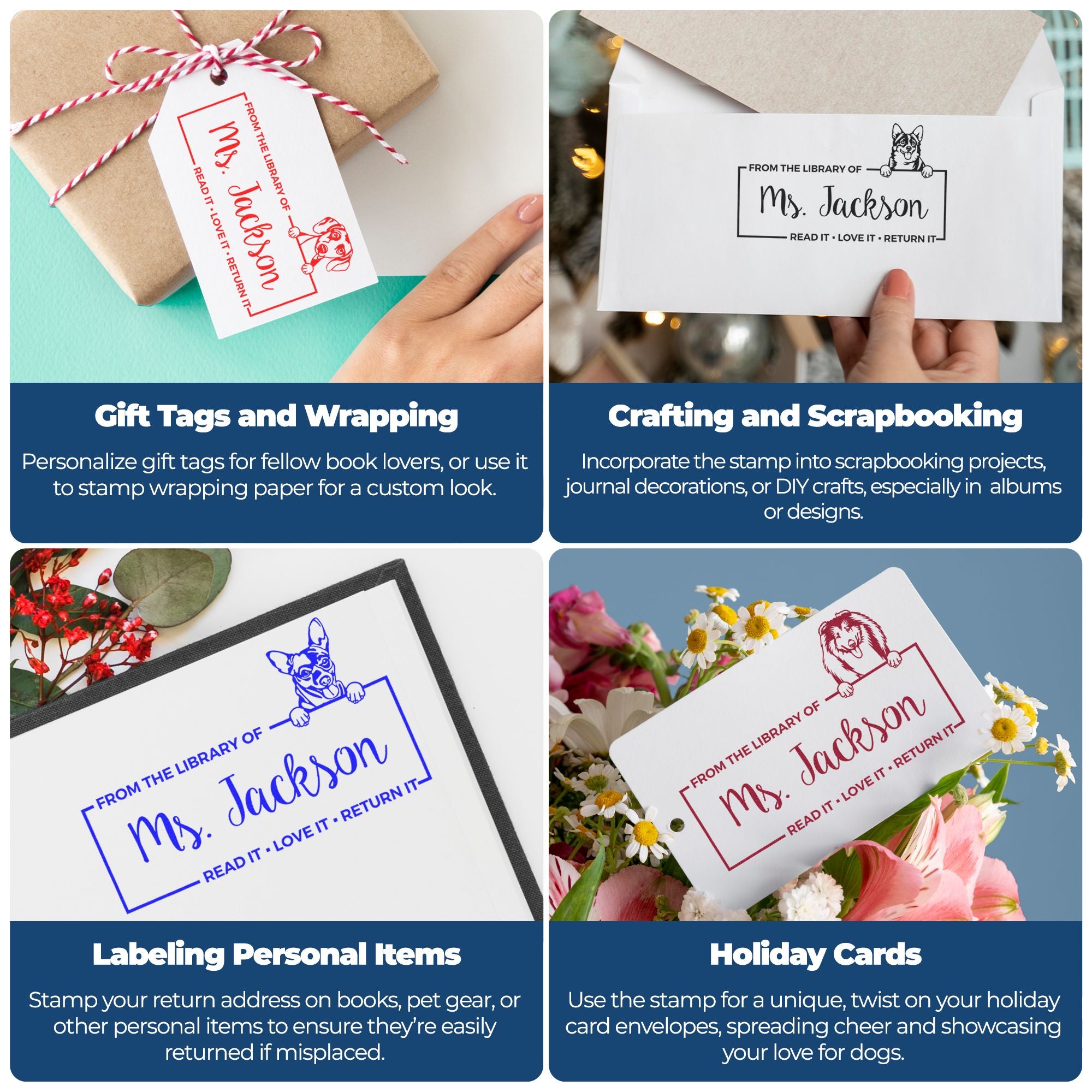 Personalized Cardigan Welsh Corgi Dog Ownership Book & Stamp Set Duo Hand Stamp