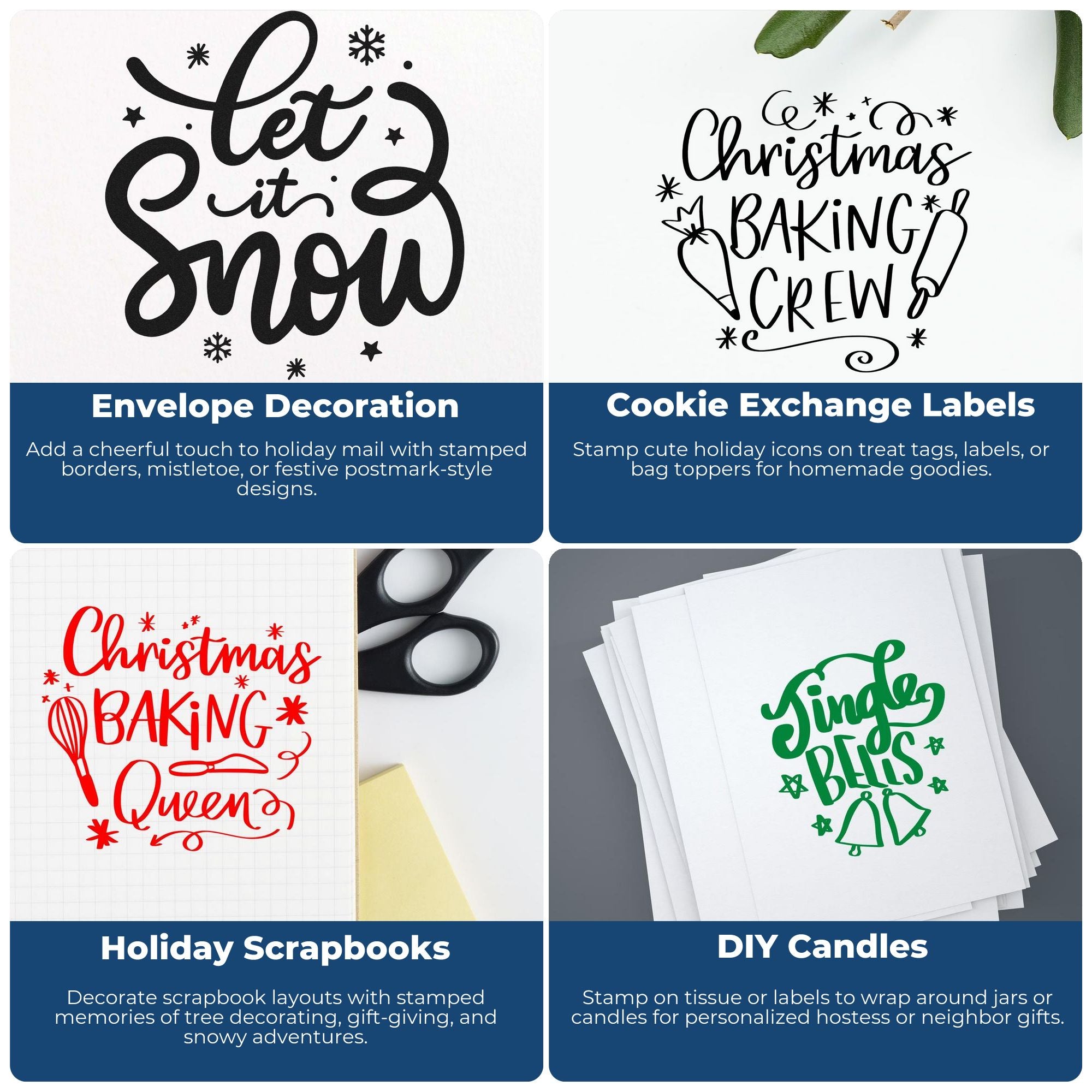 Let it Snow Christmas rubber stamp for festive envelope decoration and holiday card making.