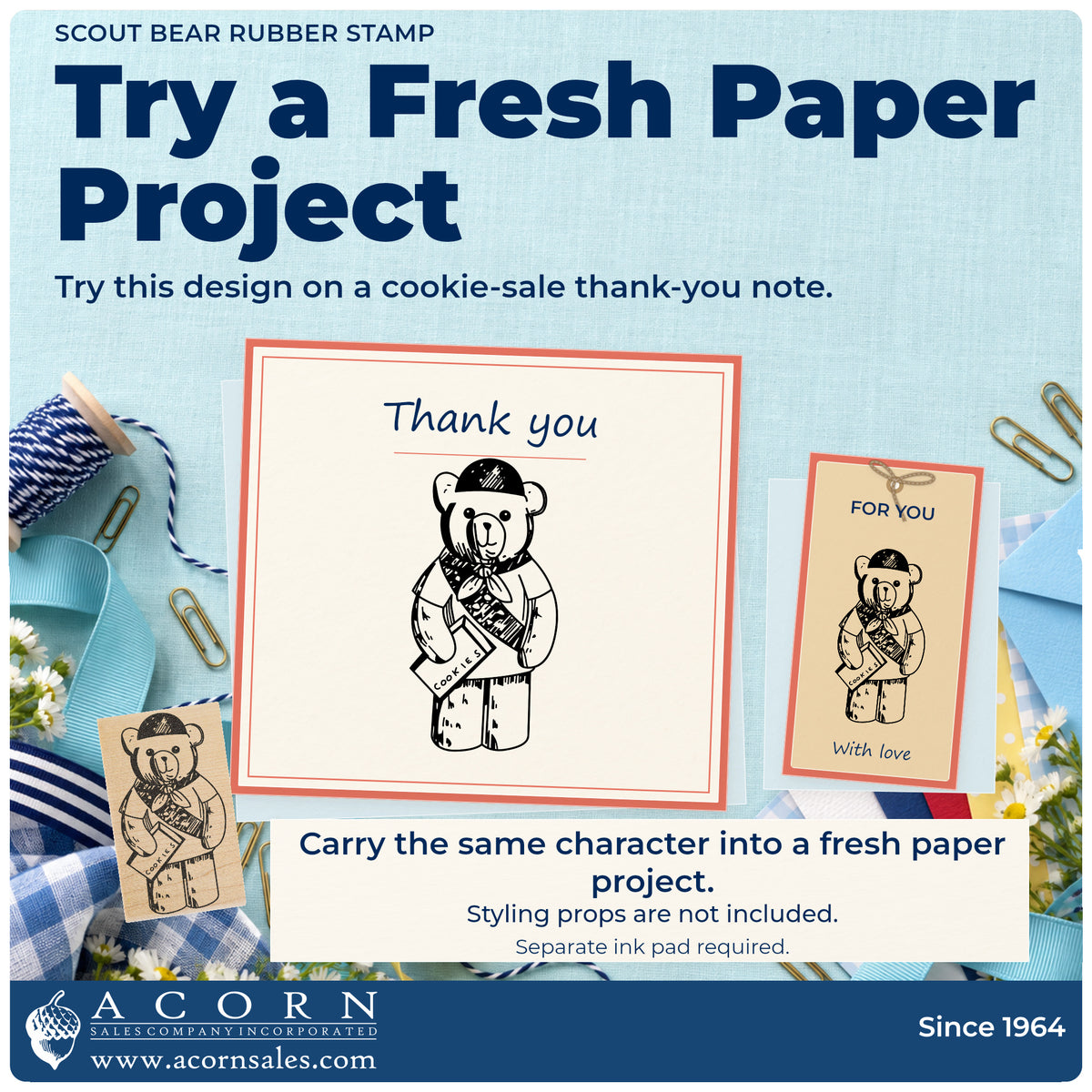 Scout Bear Rubber Stamp project inspiration: cookie sale thank you note.