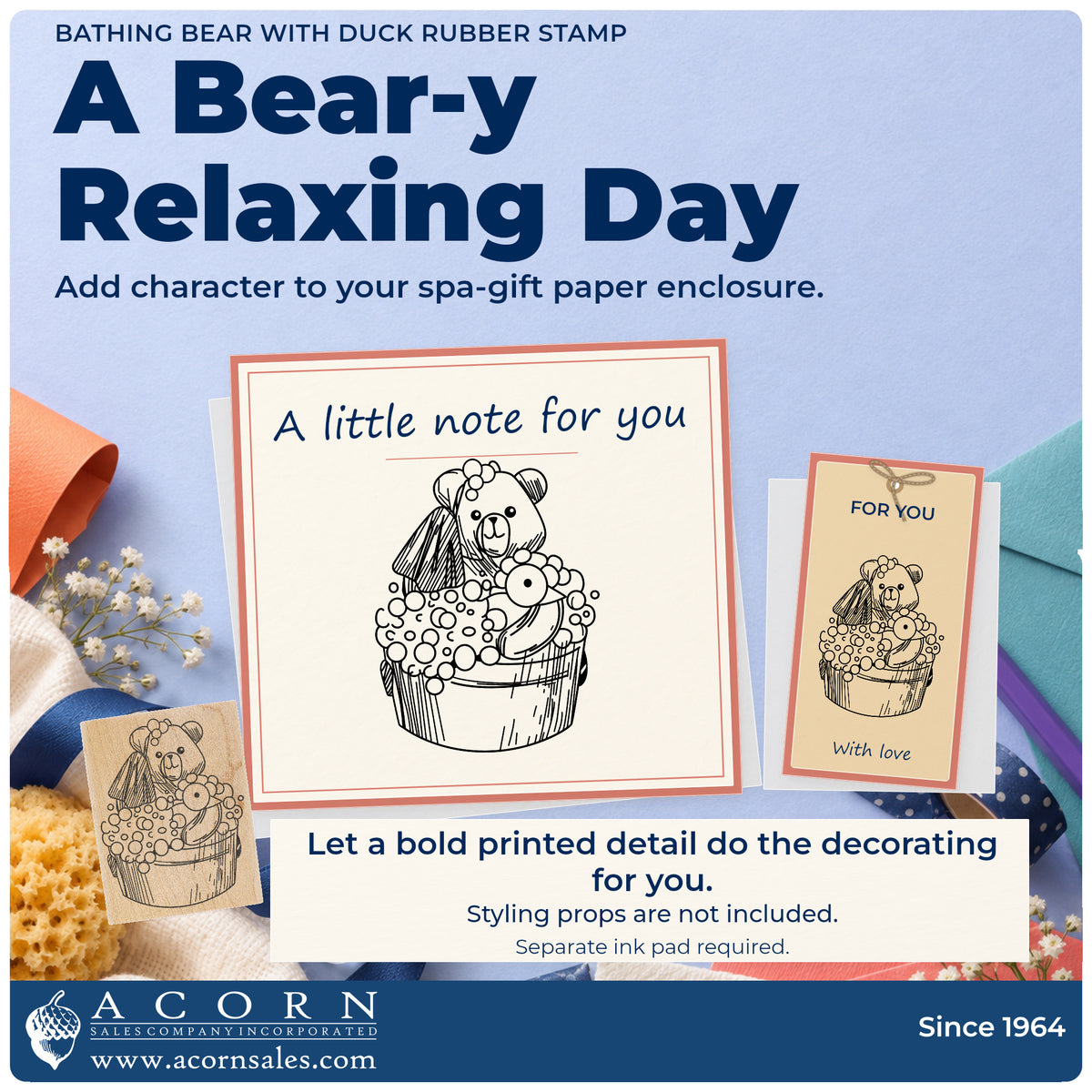 Bathing Bear with Duck Rubber Stamp project inspiration: spa gift paper enclosure.