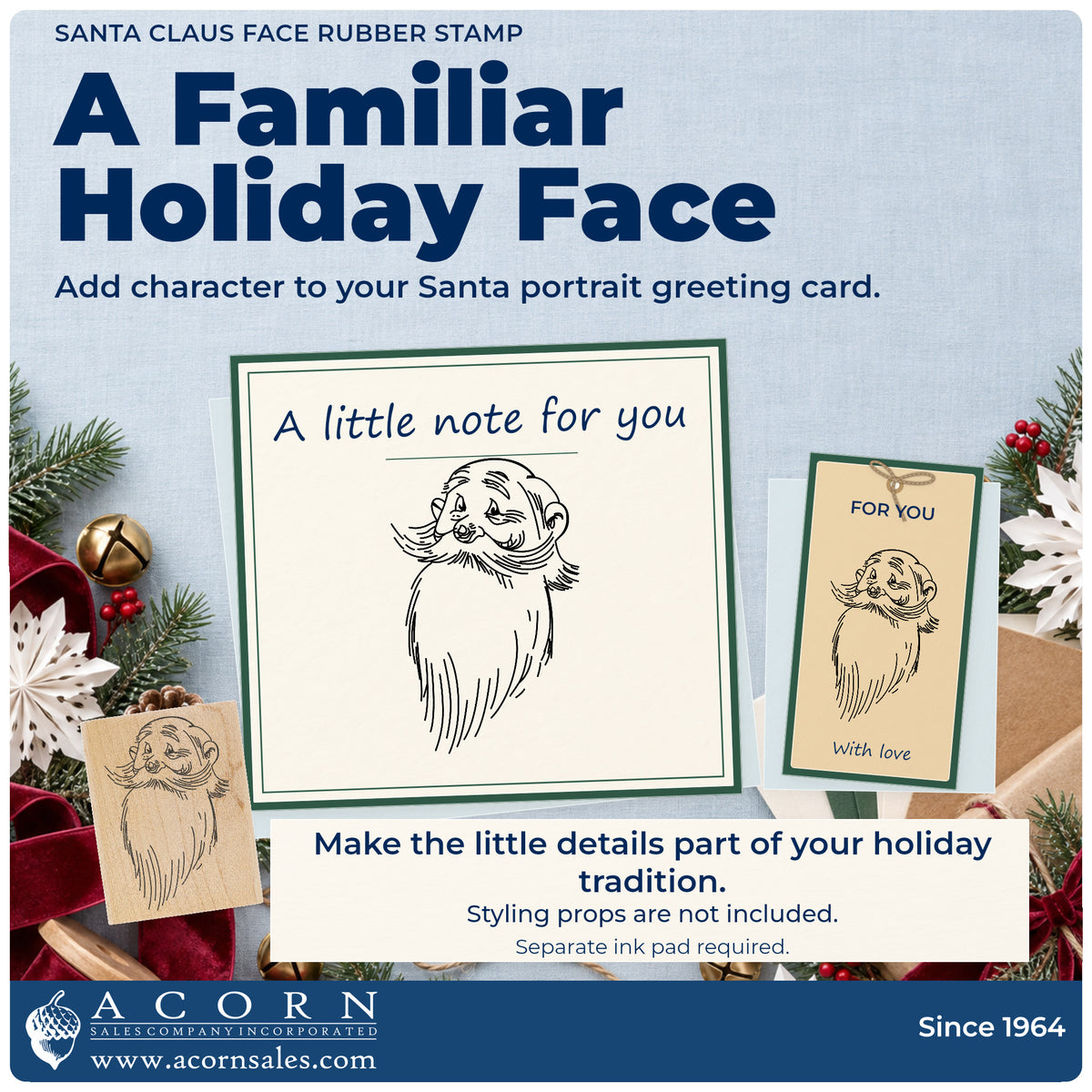 Santa Claus Face Rubber Stamp project inspiration: santa portrait greeting card.