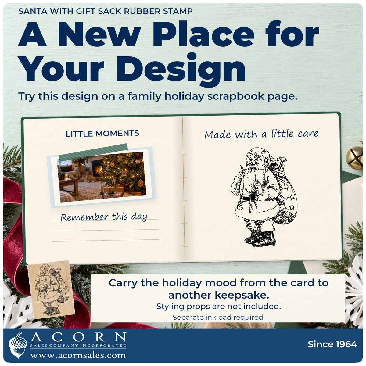 Santa with Gift Sack Rubber Stamp project inspiration: family holiday scrapbook page.