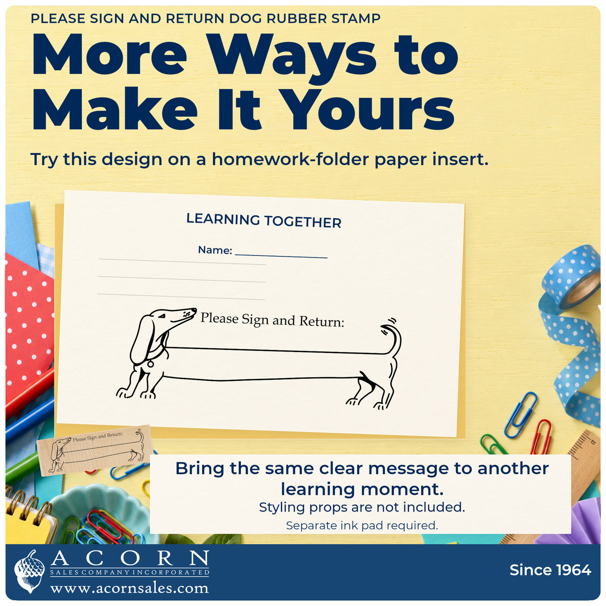 Please Sign and Return Dog Rubber Stamp project inspiration: homework folder paper insert.