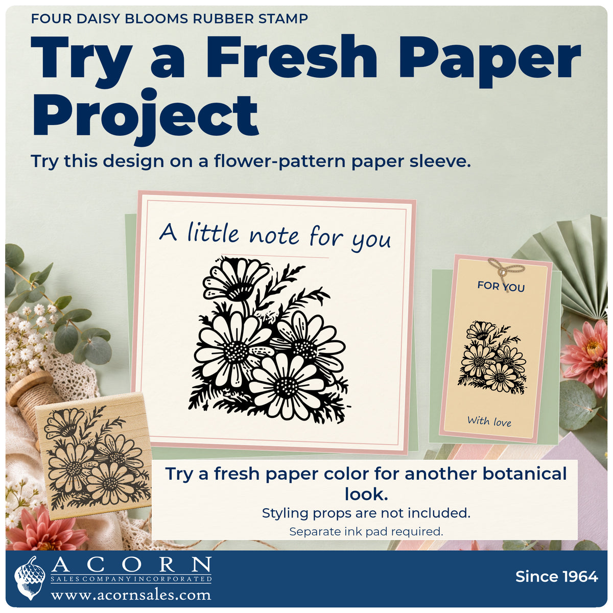 Four Daisy Blooms Rubber Stamp project inspiration: flower pattern paper sleeve.
