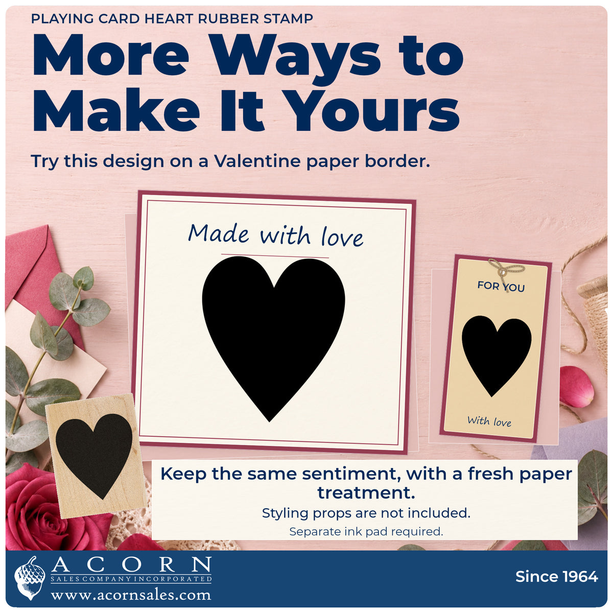 Playing Card Heart Rubber Stamp project inspiration: Valentine paper border.