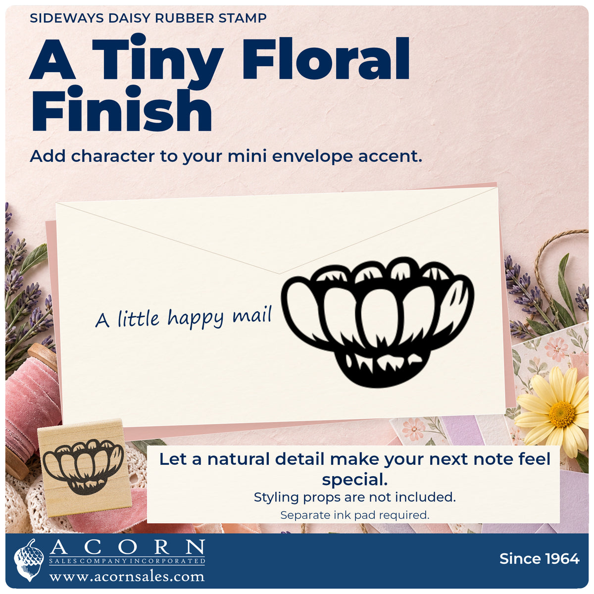 Sideways Daisy Rubber Stamp project inspiration: mini envelope accent.