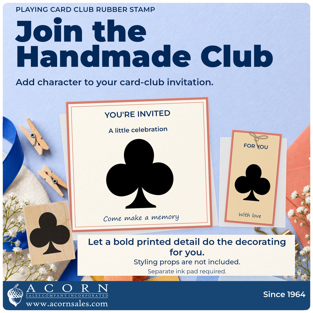 Playing Card Club Rubber Stamp project inspiration: card club invitation.