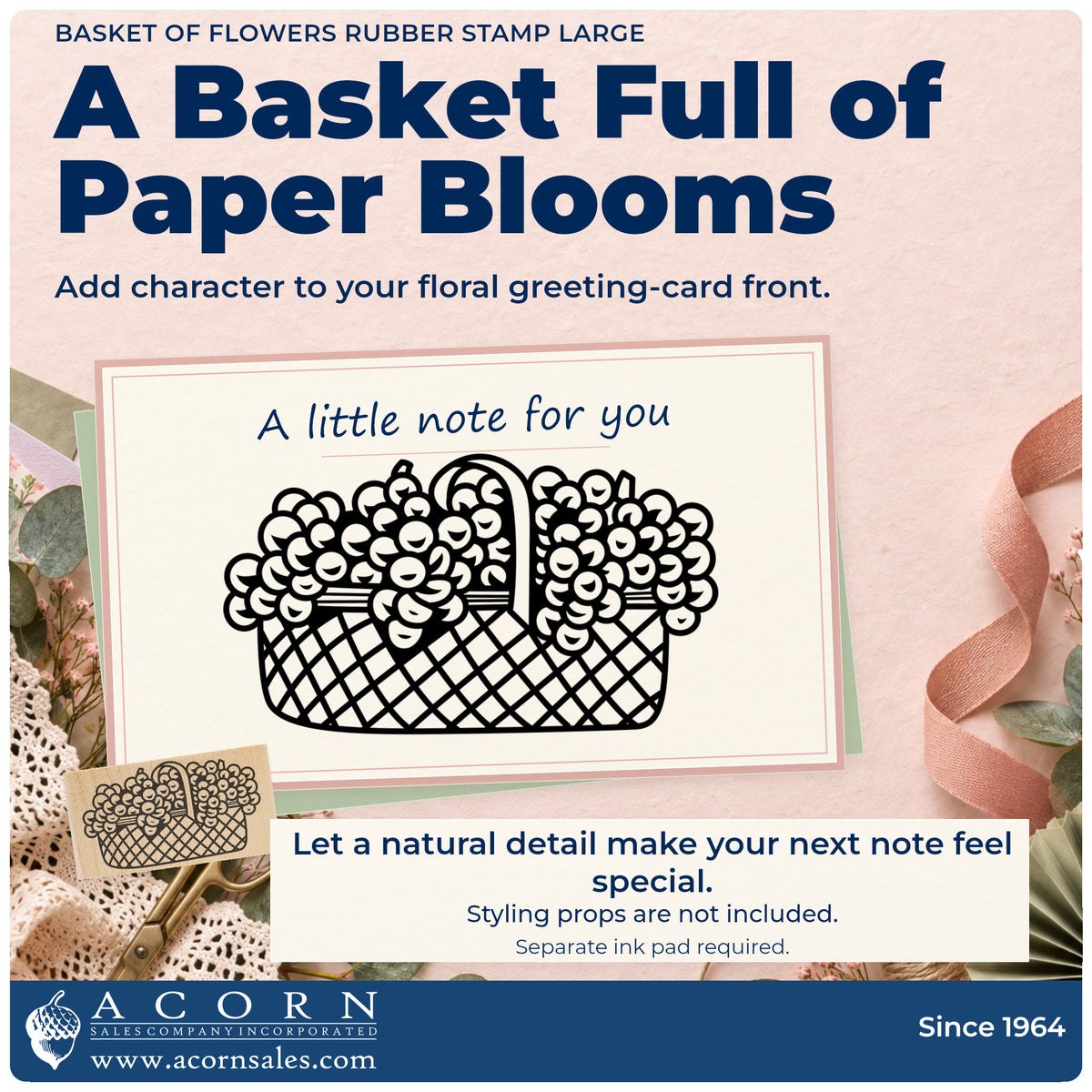 Basket of Flowers Rubber Stamp Large project inspiration: floral greeting card front.