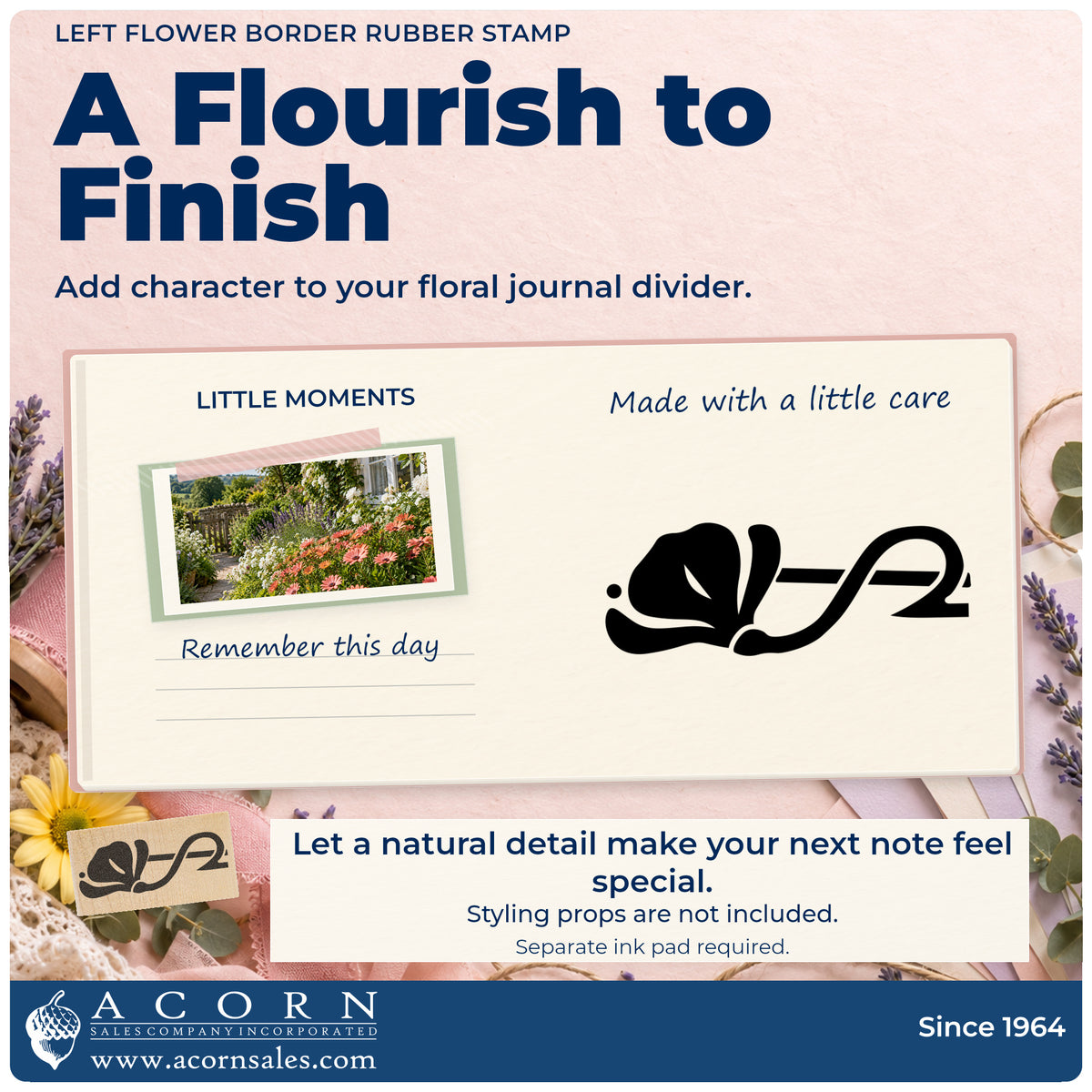Left Flower Border Rubber Stamp project inspiration: floral journal divider.