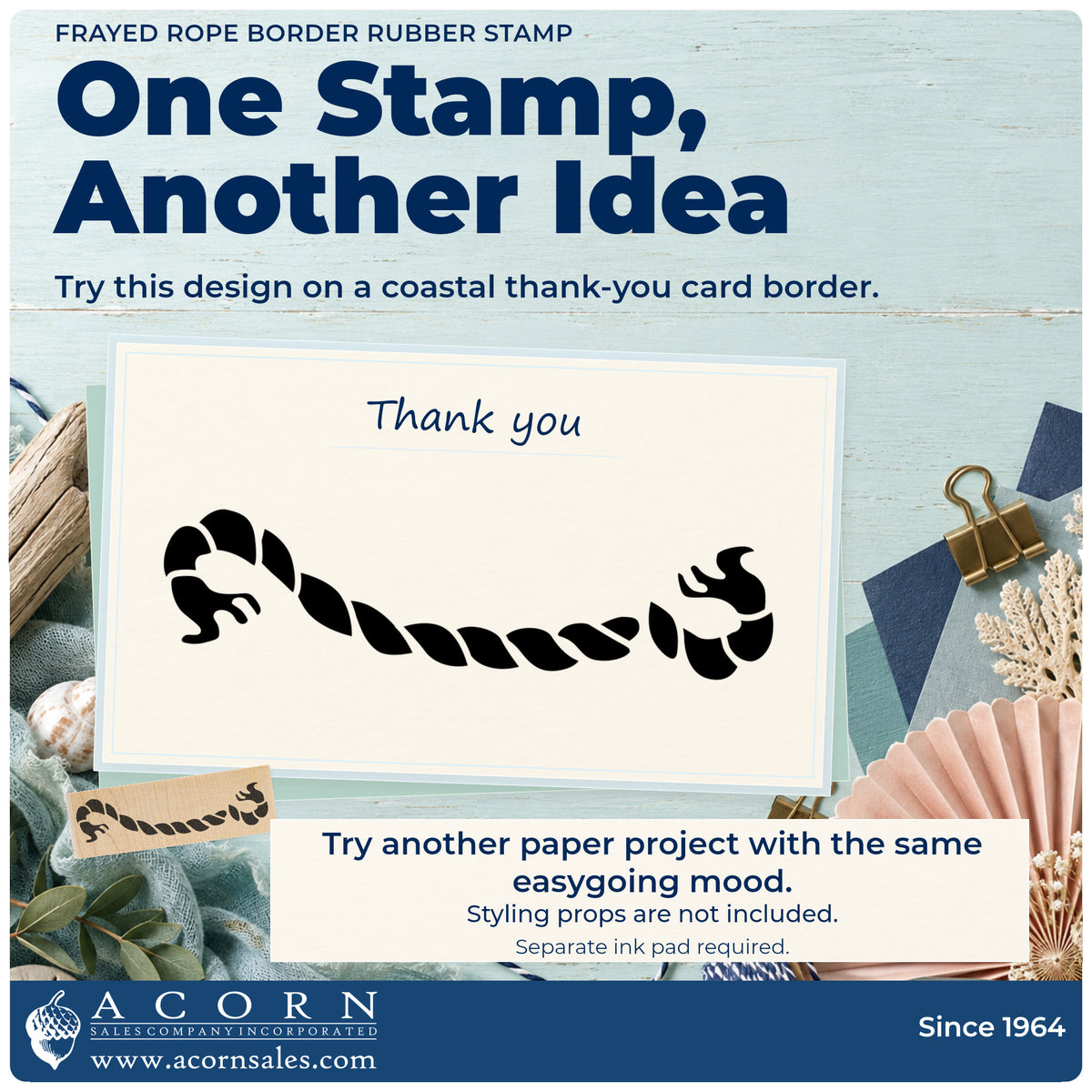 Frayed Rope Border Rubber Stamp project inspiration: coastal thank you card border.