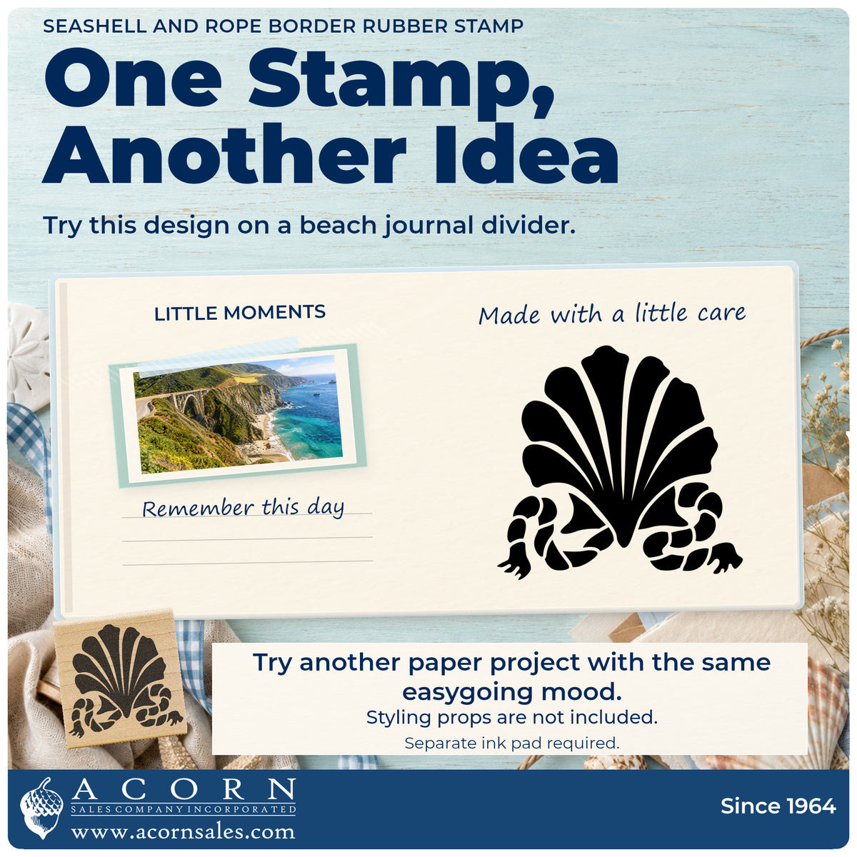 Seashell and Rope Border Rubber Stamp project inspiration: beach journal divider.