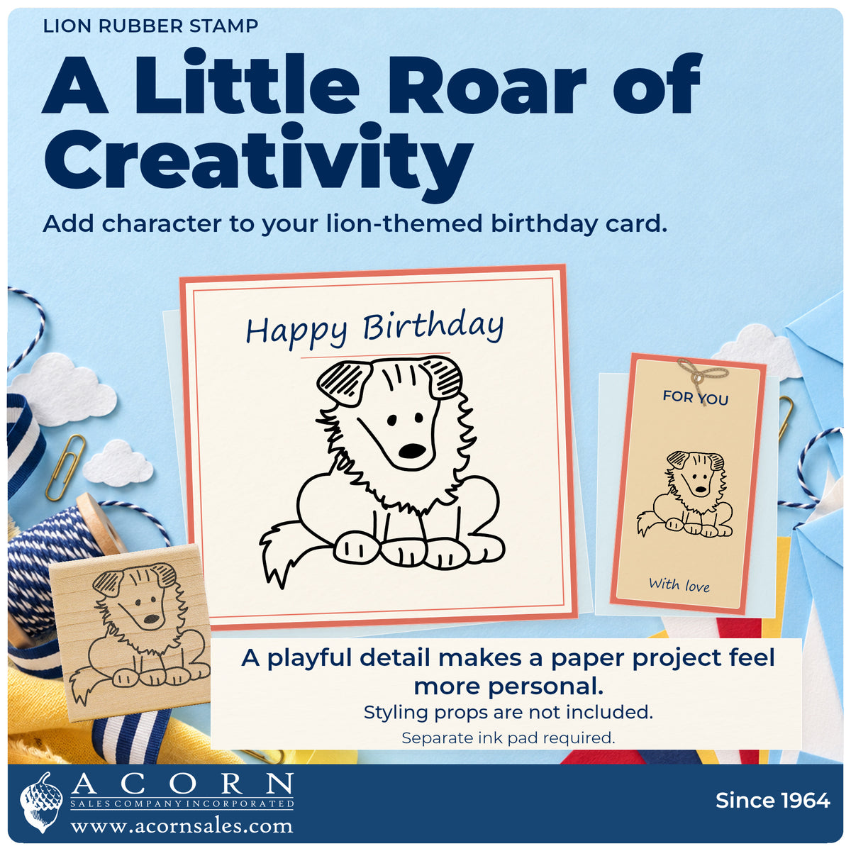 Lion Rubber Stamp project inspiration: lion themed birthday card.