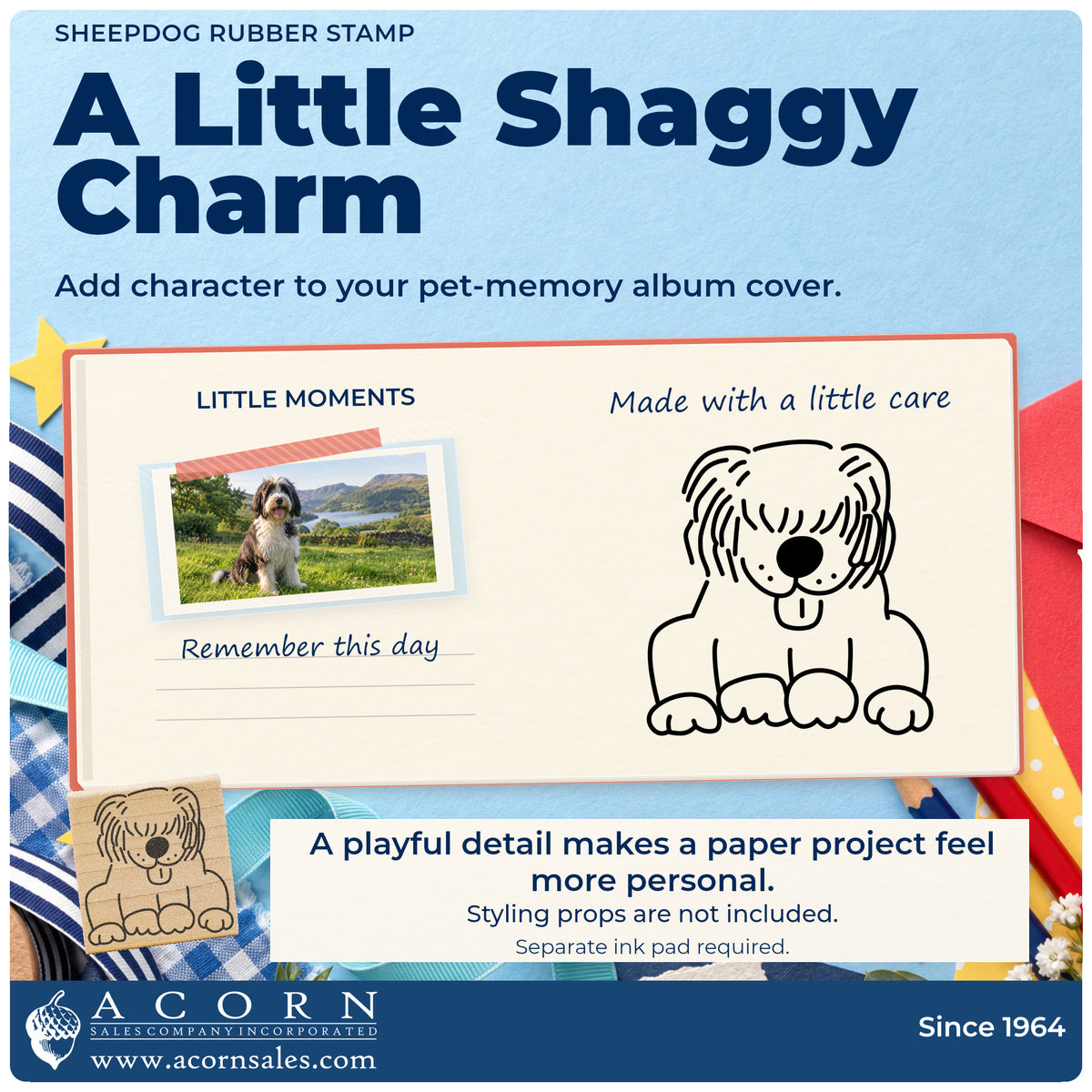 Sheepdog Rubber Stamp project inspiration: pet memory album.
