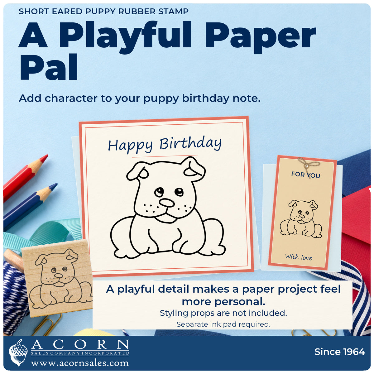 Short Eared Puppy Rubber Stamp project inspiration: puppy birthday note.