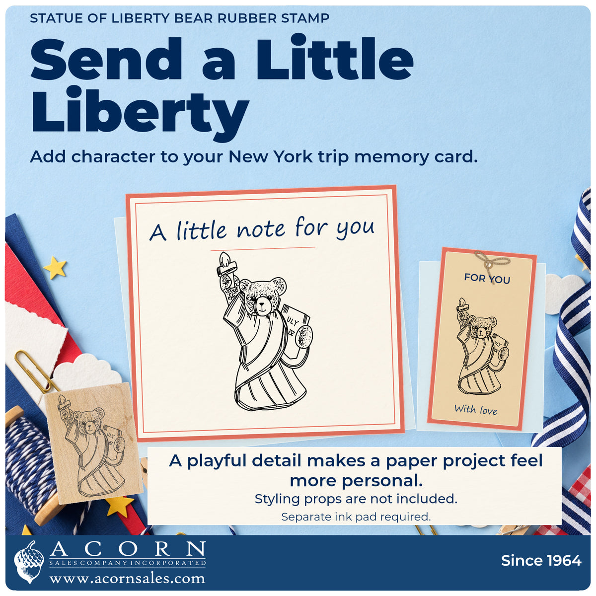 Statue of Liberty Bear Rubber Stamp project inspiration: new york trip memory card.