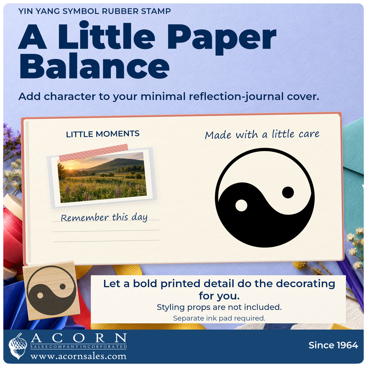 Yin Yang Symbol Rubber Stamp project inspiration: minimal reflection journal cover.