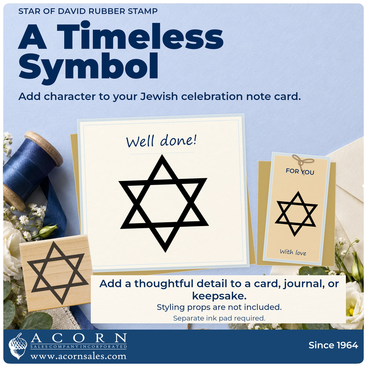 Star of David Rubber Stamp project inspiration: jewish celebration note card.