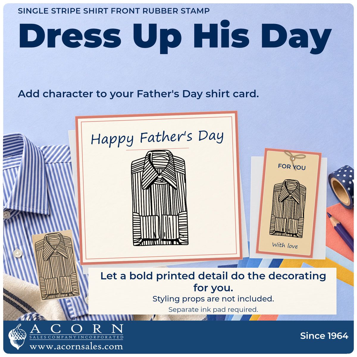 Single Stripe Shirt Front Rubber Stamp project inspiration: Father's day shirt card.