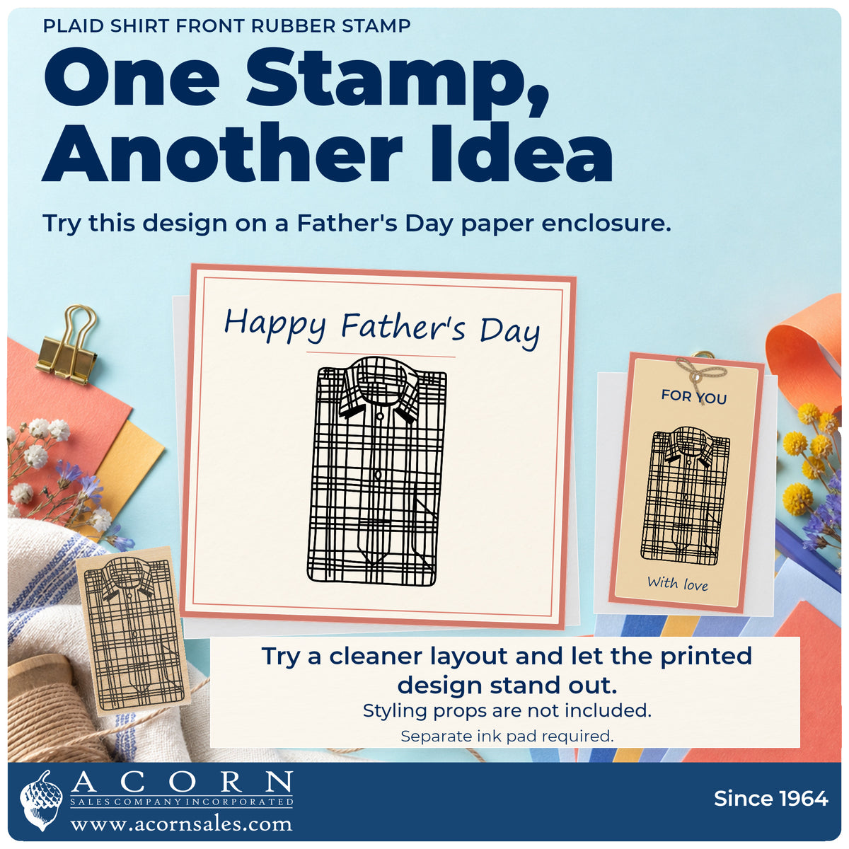 Plaid Shirt Front Rubber Stamp project inspiration: Father's day paper enclosure.
