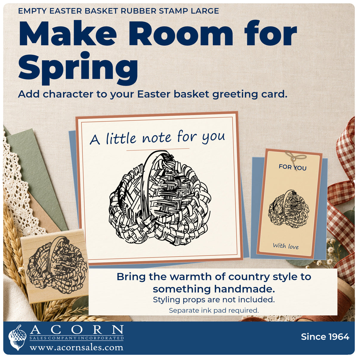 Empty Easter Basket Rubber Stamp Large project inspiration: Easter basket greeting card.