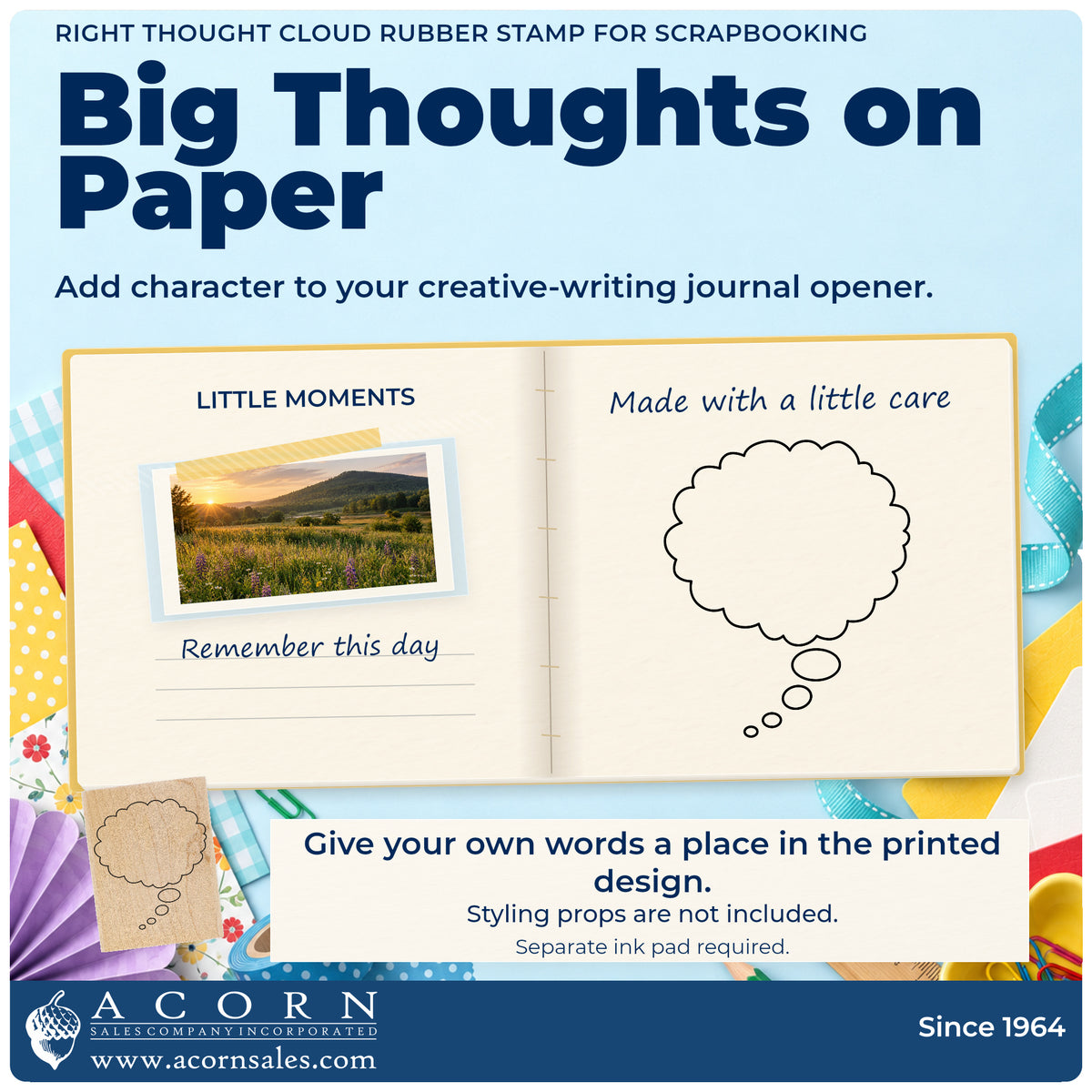 Right Thought Cloud Rubber Stamp for Scrapbooking project inspiration: creative writing journal opener.