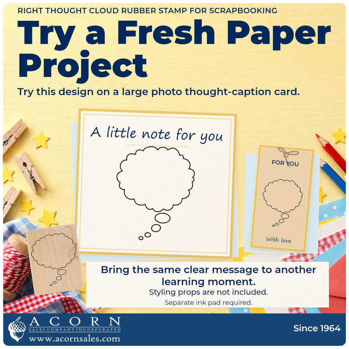 Right Thought Cloud Rubber Stamp for Scrapbooking project inspiration: large photo thought caption card.