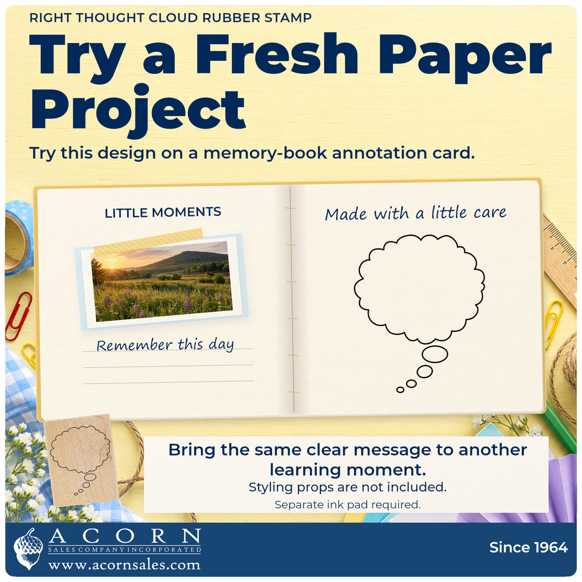 Right Thought Cloud Rubber Stamp project inspiration: memory book annotation card.