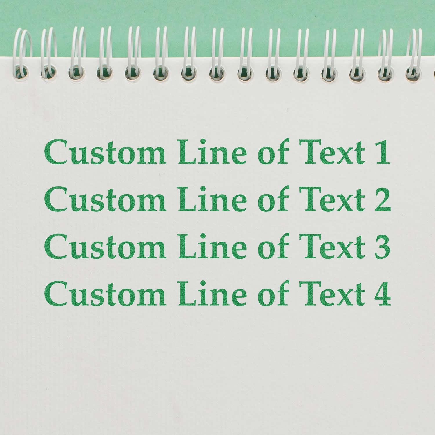 Green custom line of text examples 14 with binder rings, showcasing customizable text lines in a template layout.