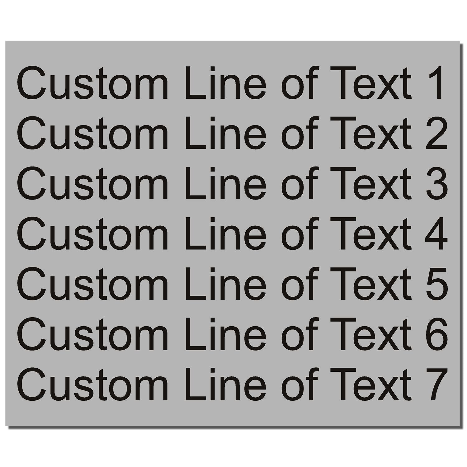 Template showing custom line of text placeholders from 1 to 7 for website or document design