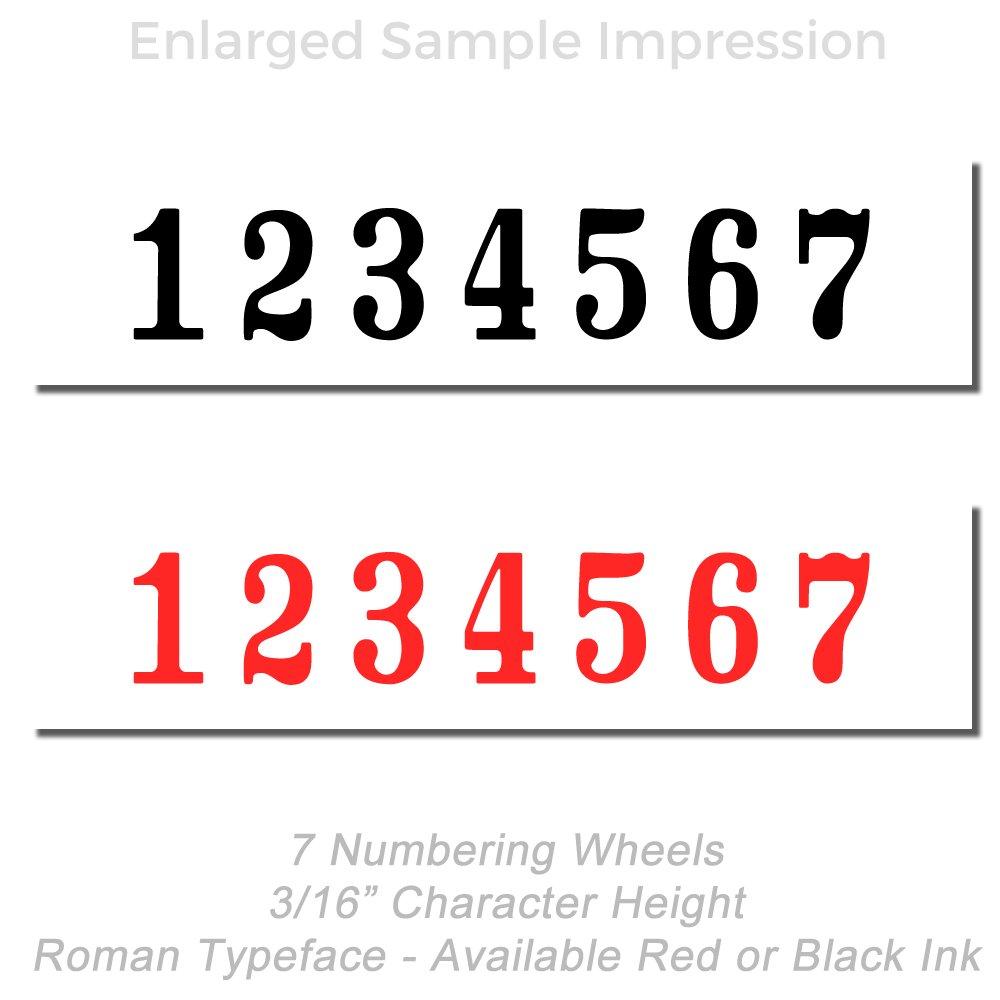 7 Wheel Numbering Stamp Machine Model 318 Imprint Example