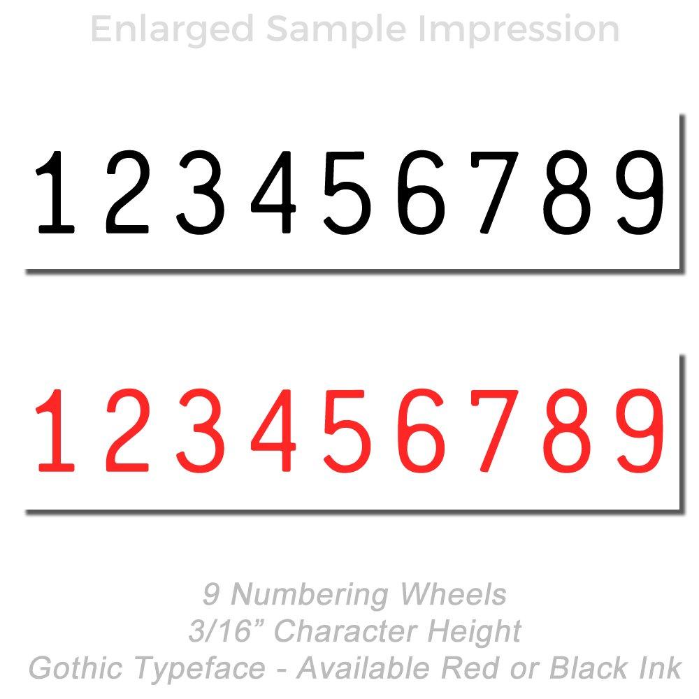 9 Wheel Numbering Machine Model 323 Imprint Example