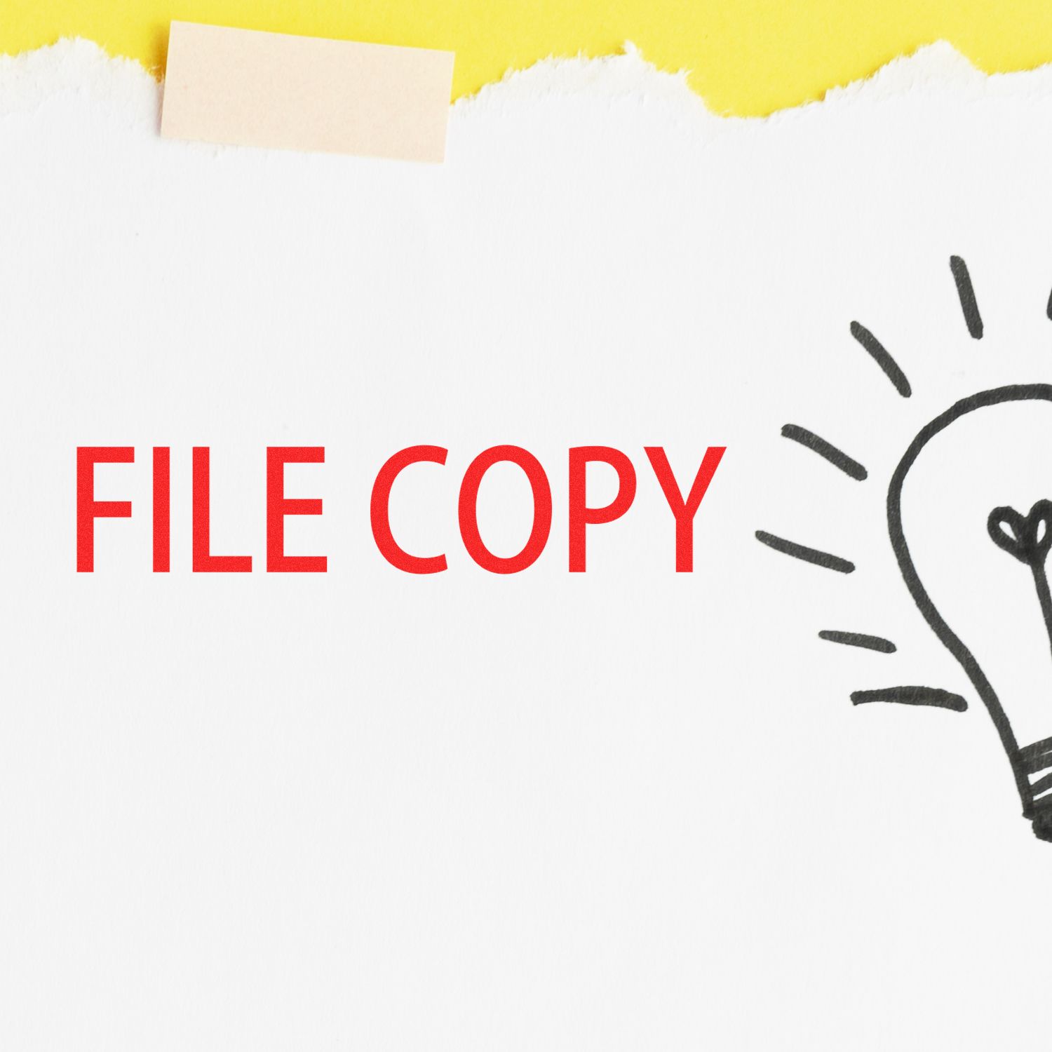 File copy concept graphic with File Copy text and lightbulb icon, representing document duplication and backup