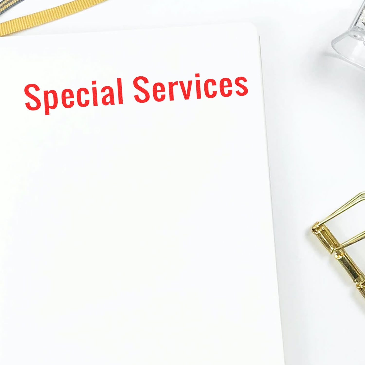 Special Services brochure cover with bold red Special Services title, highlighting premium customer assistance options.