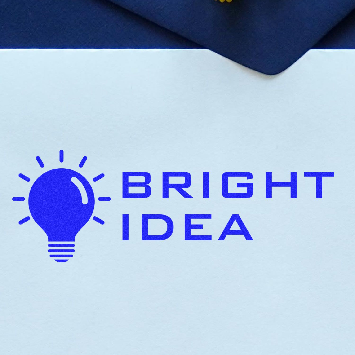 Bright Idea concept graphic with blue lightbulb icon and text, promoting creativity and innovation branding.