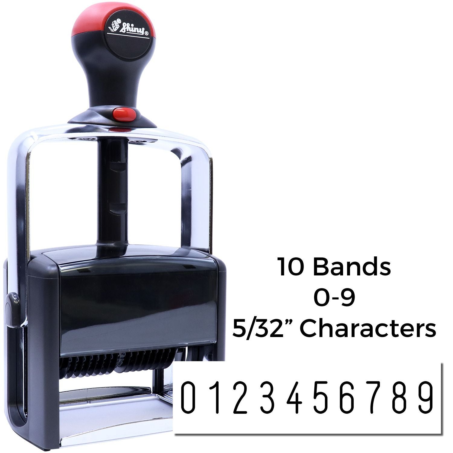 Shiny 10-band numbering stamp kit with 09 characters, 5/32-inch digit size for quick date and serial marking