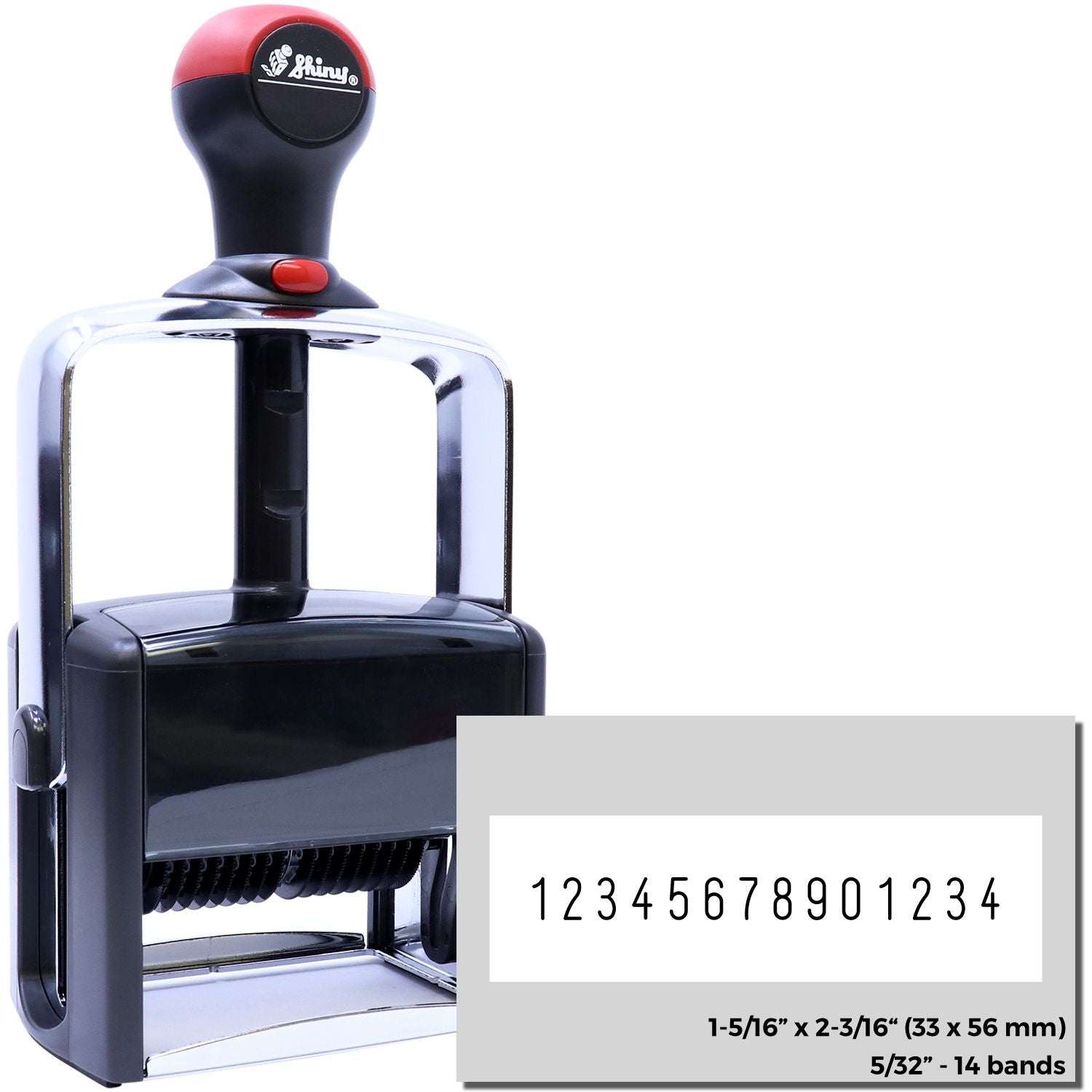 Shiny number stamp showing digits 19, 1-5/16 x 2-3/16 in, 14 bands for metal marking