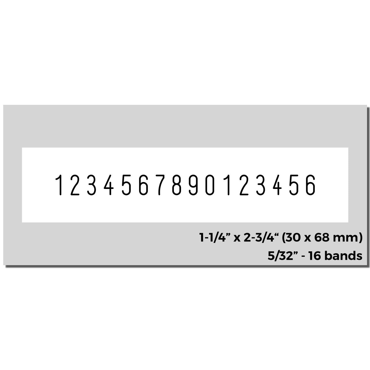 Digit band label plate with 1234567890123456 for engraving/number stamping, 1-1/4 x 2-3/4 in (30 x 68 mm), 5/32 in, 16 bands