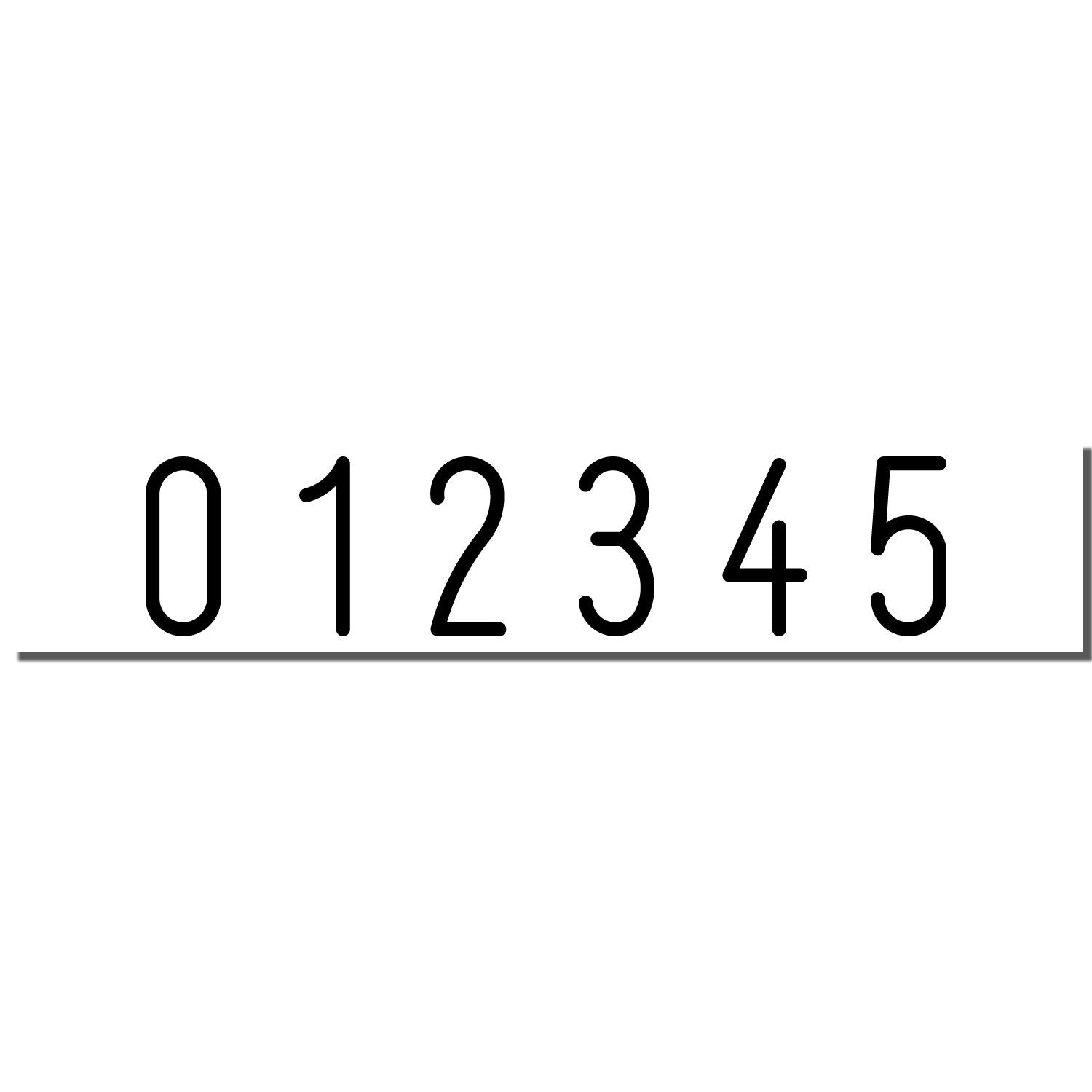 Sequence of bold numbers 0 through 5 on a gray bar for counting, labeling, or sorting math data