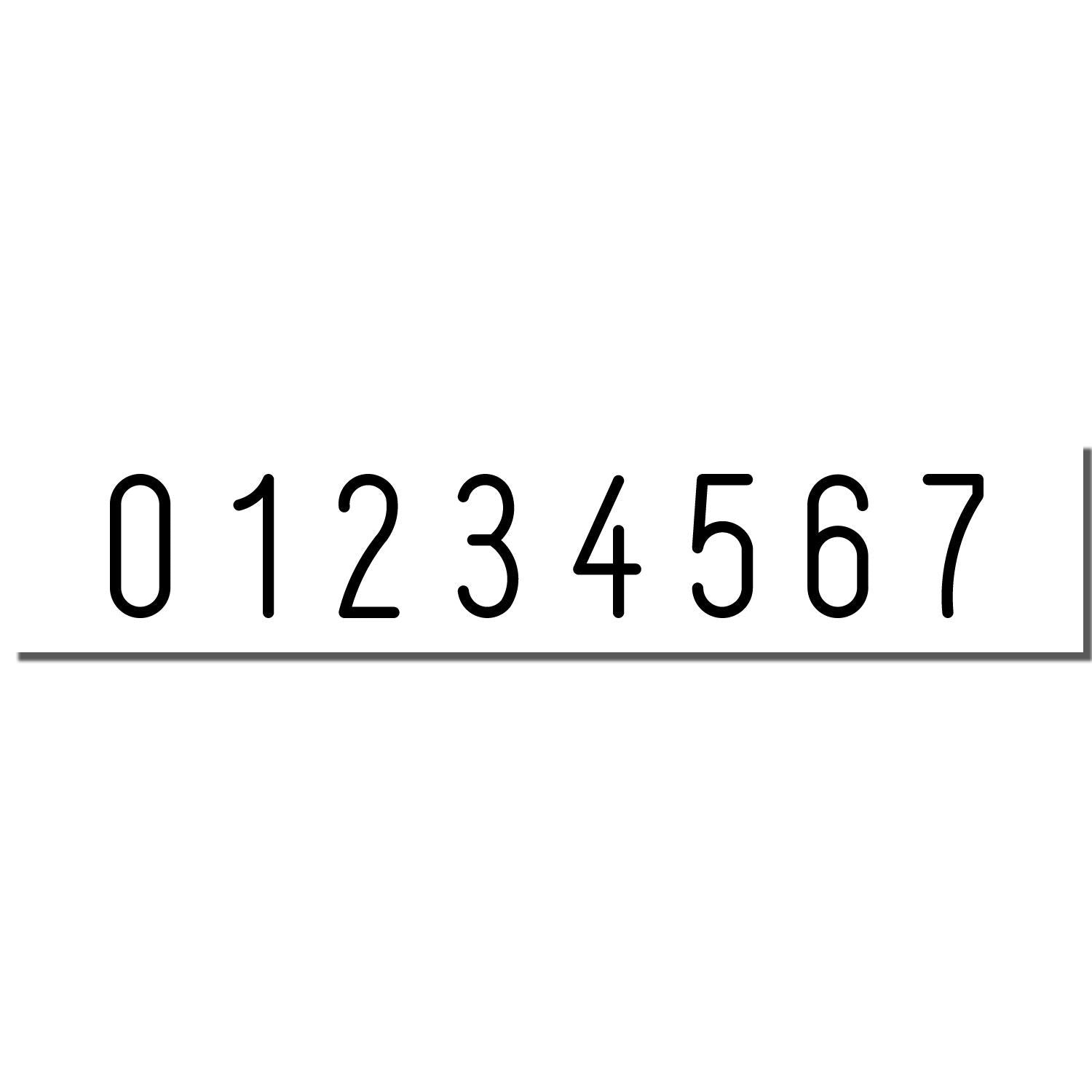 Black number sequence 01234567 on a white background, minimalist typography design.