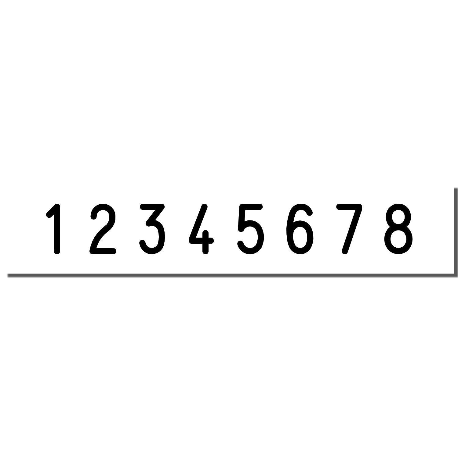 Number sequence image showing large digits 1 through 8 on a white background, for educational counting or math.