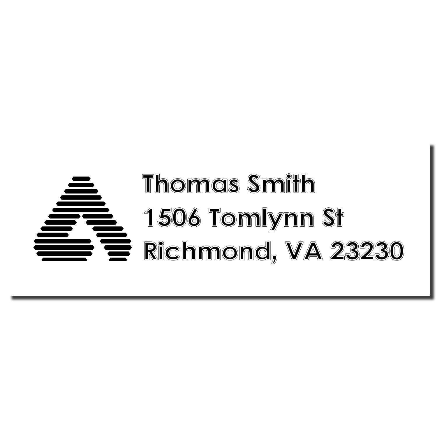Custom address rubber stamp for Thomas Smith, 1506 Tomlynn St, Richmond, VA 23230 with logo