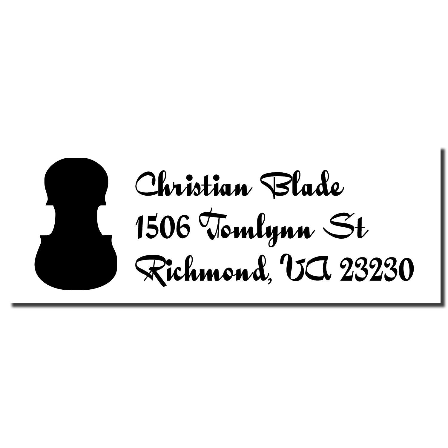 Custom return address rubber stamp with Christian Blade, 1506 Tomlynn St, Richmond, VA 23230, personalized mailing stamp design