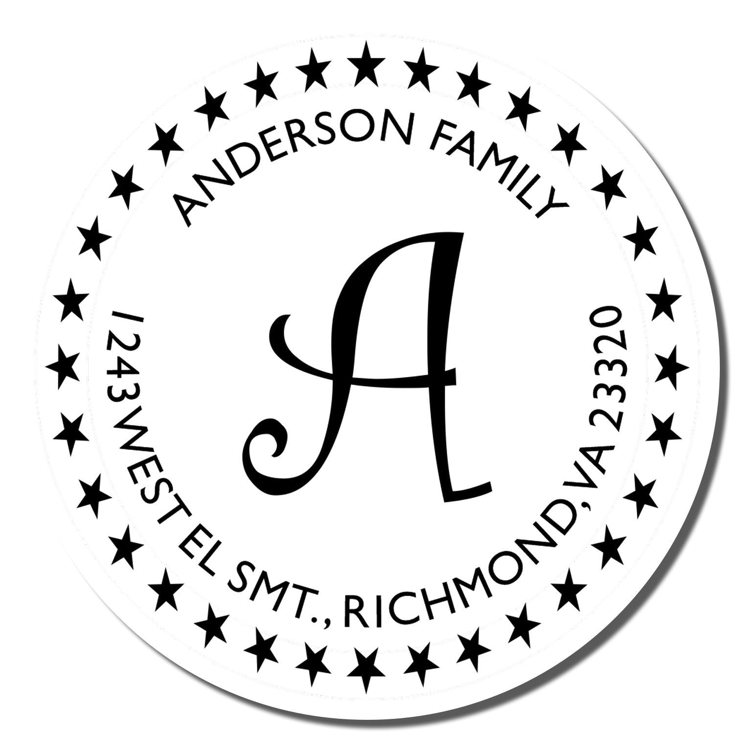 Personalized Anderson Family monogram seal with stars and date text, a branded logo for family keepsakes and gifts.