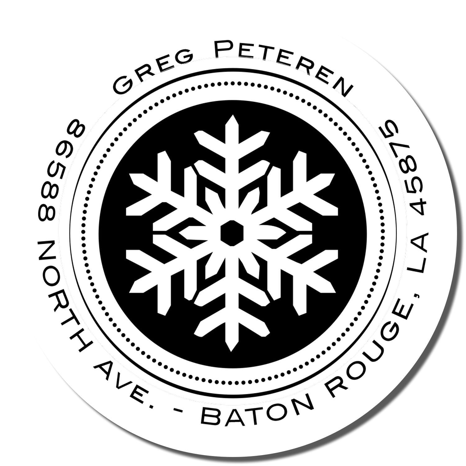 Greg Petterin circular seal logo with snowflake emblem and 'Baton Rouge, Louisiana' wording for winter-themed brand badge design.