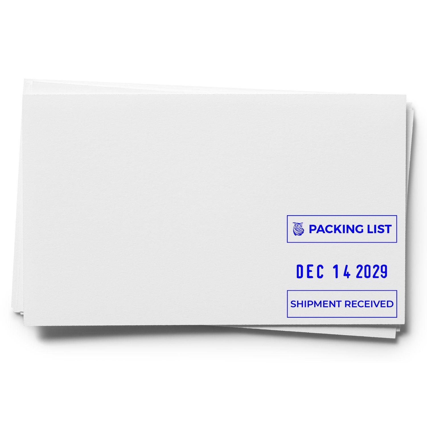 Stack of shipping documents labeled Packing List and Shipment Received with date Dec 14, 2029.